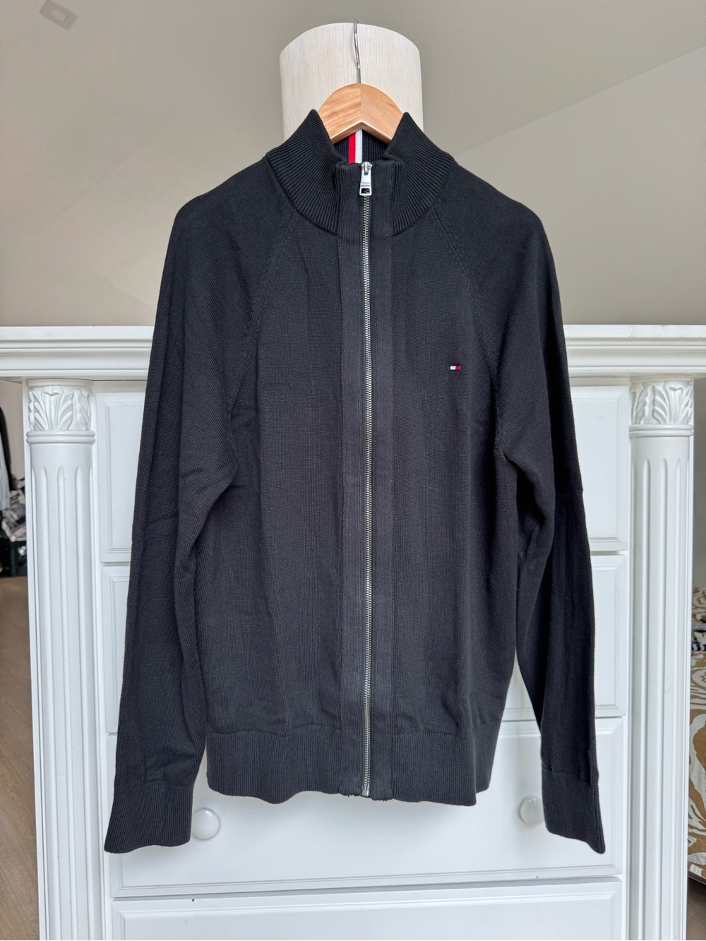Tommy Hilfiger Men’s Full-Zip Cotton Sweater Jacket – Black – Size M – NWT